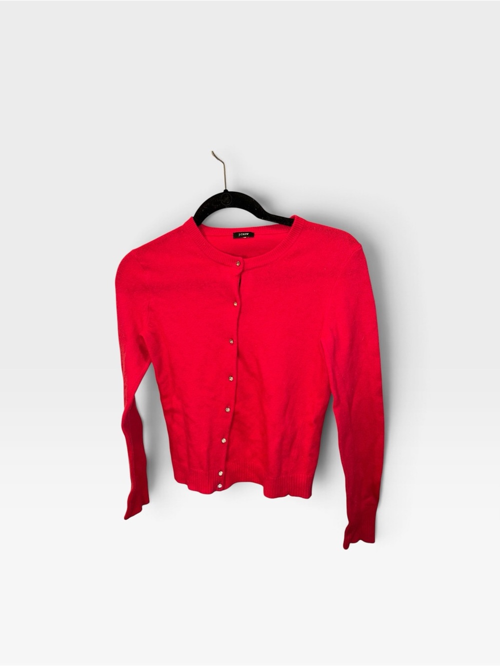 J. Crew Bright pink Button-Front Crewneck Cardigan M